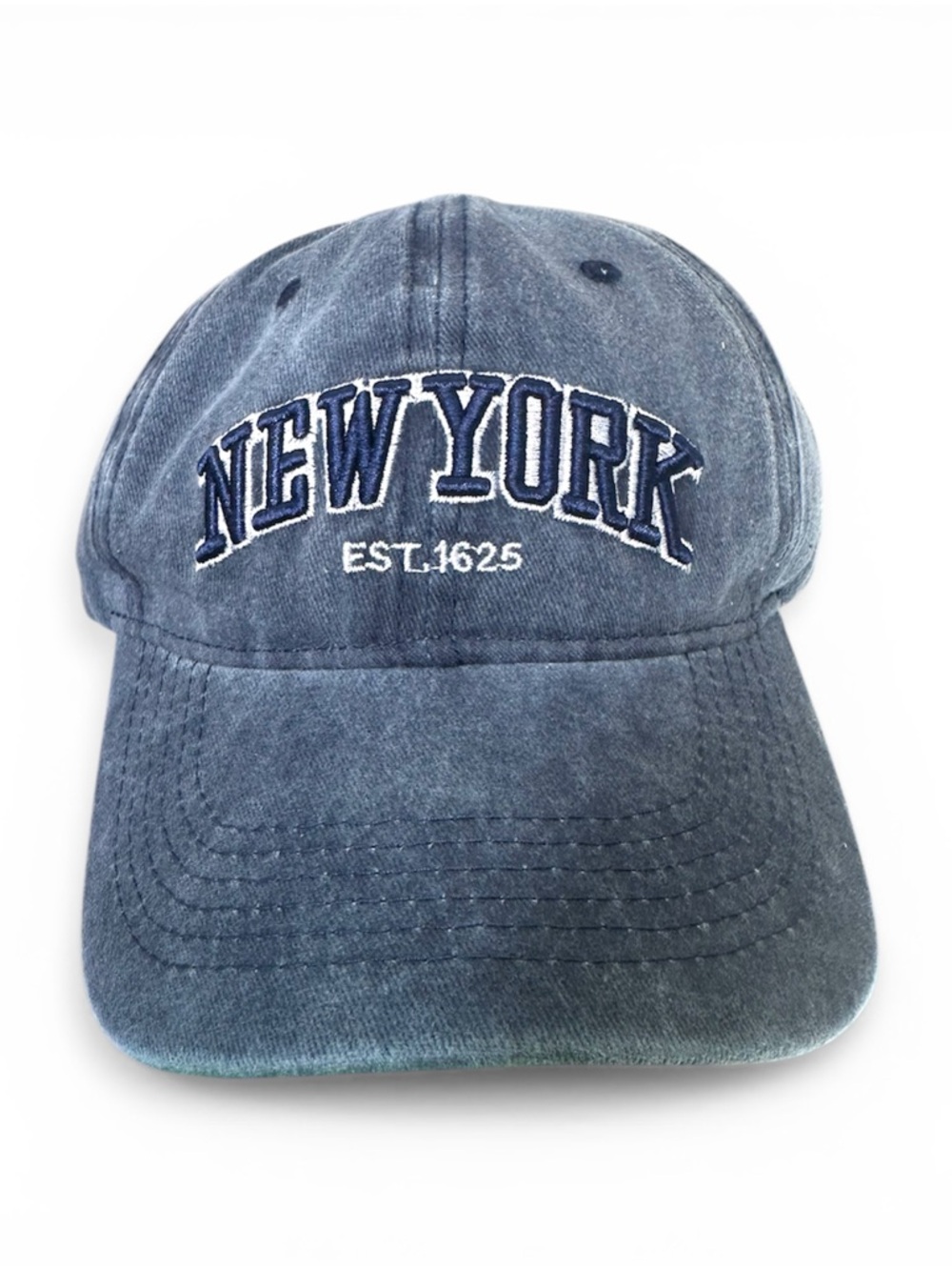 Vintage Wash New York Embroidered Dad Hat Blue Adjustable NYC Cap